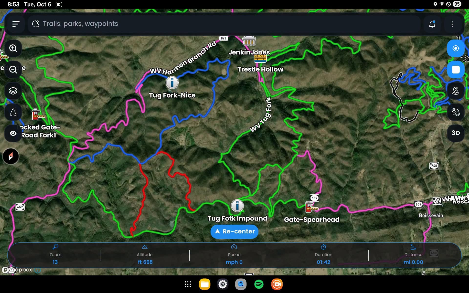 Lifetime Trailmaps Platinum navigation on a tablet